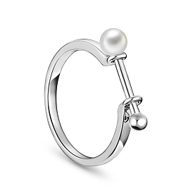 Shegrace стильное 925 кольцо на палец из стерлингового серебра, придерживаться оболочки жемчуга, 18 мм