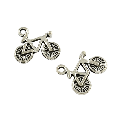 Bicycle Tibetan Style Zinc Alloy Charms, Lead Free & Cadmium Free, 14x17x3mm, Hole: 1.5mm, about 625pcs/500g