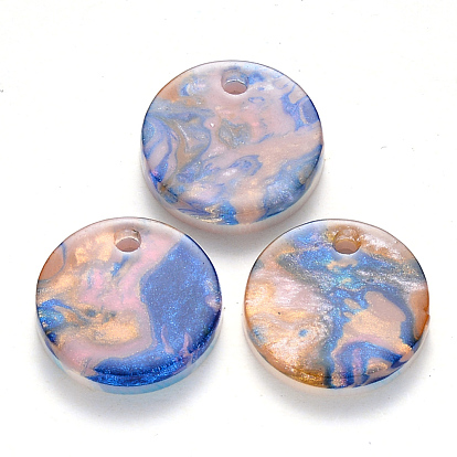 Cellulose Acetate(Resin) Charms, Flat Round