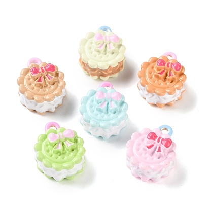 Alloy Enamel Pendants, Bowknot Cookie Charms