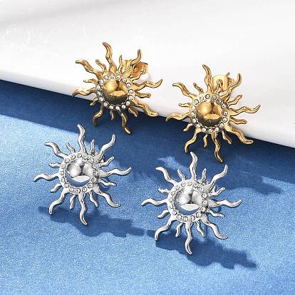 304 из нержавеющей стали серьги, солнце, со стразами