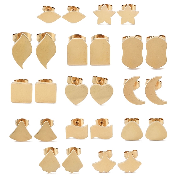 Вакуумное покрытие pvd 304 серьги-гвоздики из нержавеющей стали для женщин, золотые