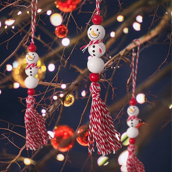 Деревянные рождественские кисточки в виде снеговика, подвесные украшения, подвесные украшения для рождественской елки дома
