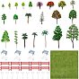 8 Пластиковые модели деревьев, травы, заборов, уличного фонаря и скамейки, DIY модель стола из песка, материал для изготовления садовых ландшафтных украшений