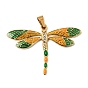 304 Stainless Steel Enamel Big Pendants, Dragonfly Charms, with Rhinestone