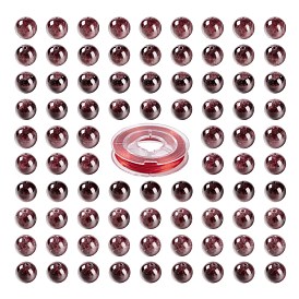 100Pcs 8mm Garnet Beads, with 10m Elastic Crystal Thread, for DIY Stretch Bracelets Making Kits
