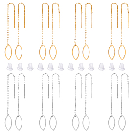 8 пары 4 цвета 304 резьба для ушей из нержавеющей стали, с серьгами-гвоздиками, лист