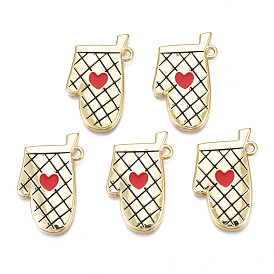 Rack Plating Alloy Enamel Pendants, Light Gold, Cadmium Free & Nickel Free & Lead Free, Gloves