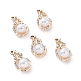 Alloy Rhinestone Pendants, with ABS Plastic Imitation Pearl Beads, Teardrop Charm