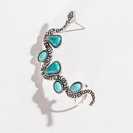 Synthetic Turquoise Snake Stud Earrings, Alloy Ear Cuff Wrap Climber Earrings, Crawler Earrings
