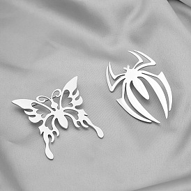 Stylish Stainless Steel Animal Brooches - Butterfly and Spider Pins for Cool Suit Accessories