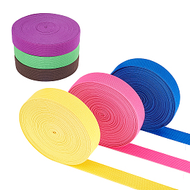 PandaHall Elite 57~60 Yards 6 Color Polyester Elastic Ribbon, Flat