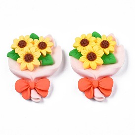 Непрозрачные кабошоны из смолы, букет подсолнухов