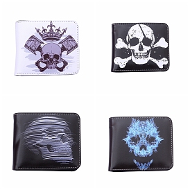 PU Leather Wallets, Retro Gothic Skull Style Card Holder for Men