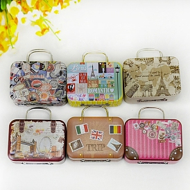 Mini Iron Suitcases, Miniature Vintage Luggage, Dollhouse Decorations, Rectangle
