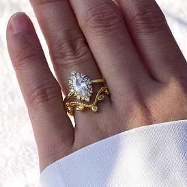 Кольца из латуни с микропаве из кубического циркония для женщин
