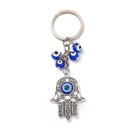 Hamsa Hand Evil Eye Pendant Keychain, with Iron Findings, for Women Men Car Bag Key Pendant