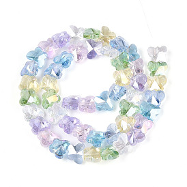 Прозрачные стеклянные бусины нити, бабочка, граненые