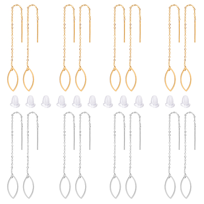 8 пары 4 цвета 304 резьба для ушей из нержавеющей стали, с серьгами-гвоздиками, лист