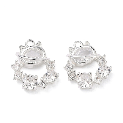 Латунные микропаве прозрачные подвески с фианитом, подвески в форме кошки