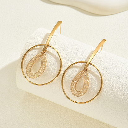 Железные серьги-гвоздики с полыми круглыми подвесками