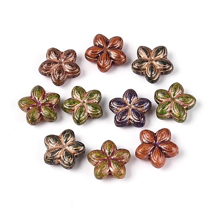 Краска для запекания Пикассо и стеклянные бусины, инкрустированные золотым металлом, цветок