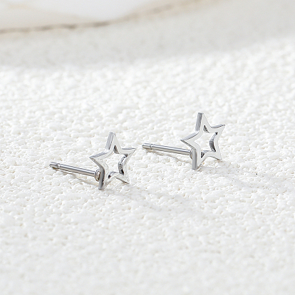201 полые серьги-гвоздики из нержавеющей стали в форме звезды