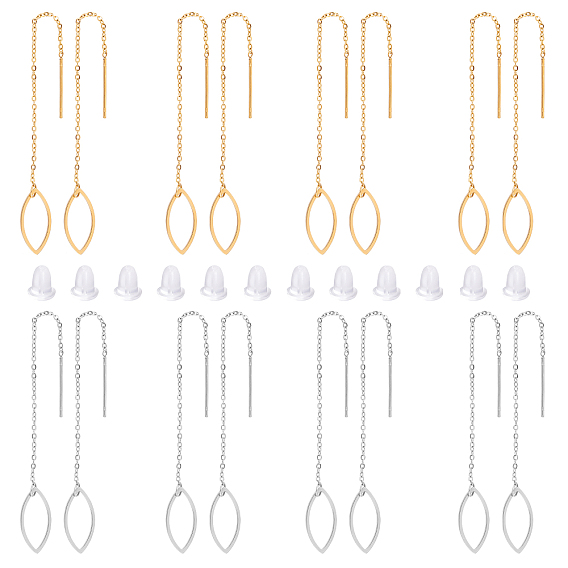 8 пары 4 цвета 304 резьба для ушей из нержавеющей стали, с серьгами-гвоздиками, лист