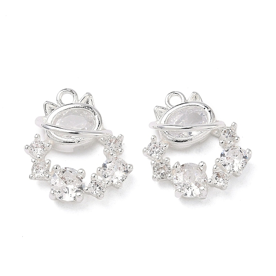 Латунные микропаве прозрачные подвески с фианитом, подвески в форме кошки