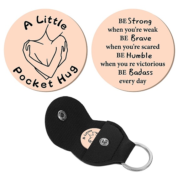 201 памятные монеты из нержавеющей стали, карманная монета для объятий, монета с вдохновляющей цитатой, принимающий решения, плоско-круглые, цвет нержавеющей стали, с зажимом для гитары из искусственной кожи