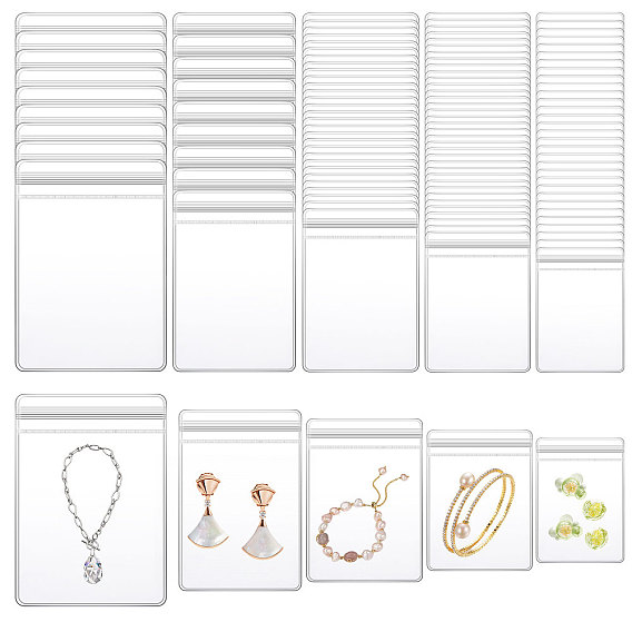 110 pièces 5 styles sacs de rangement refermables en plastique PVC, rectangle