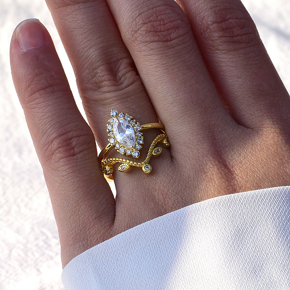 Кольца из латуни с микропаве из кубического циркония для женщин