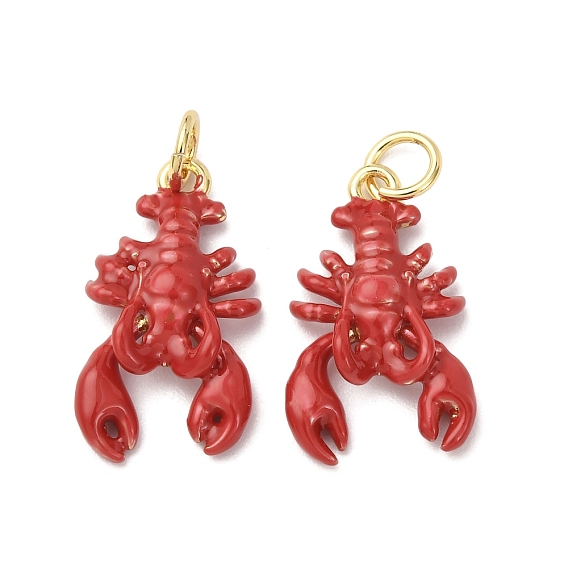 Латунь эмаль подвески, очарование раков, без кадмия и без свинца, стойки покрытие, долговечный, с целью перехода в кольце