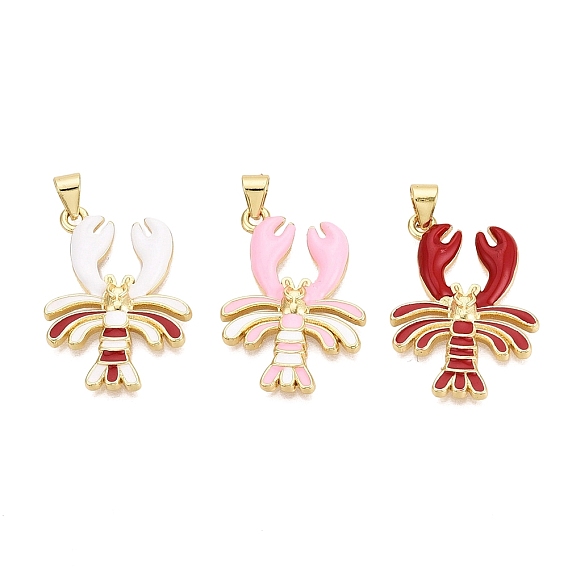 Латунь эмаль подвески, креветки прелести, золотые