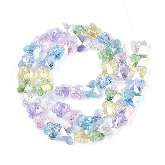 Прозрачные стеклянные бусины нити, бабочка, граненые