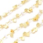 Brass Chains, with Glass Beads & Heart Charm & Spool, Soldered, Long-Lasting Plated