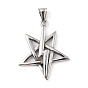 304 Stainless Steel Pendants, with 201 Stainless Steel Snap on Bails, Star with Lightning Bolt Charm