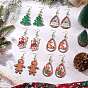Рождественские деревянные серьги-подвески с принтом, с 304 крючками для сережек из нержавеющей стали и стеклянными бусинами, разнообразные, золотые