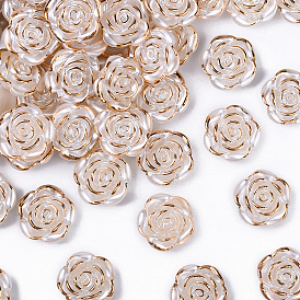 50шт пластиковые бусины, золотой металл обвитыми, роза