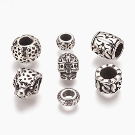 304 Stainless Steel Beads, Large Hole Beads, Mixed Shapes