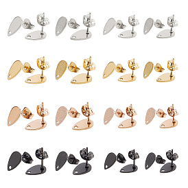 32 шт 16 стиль 304 серьги-гвоздики из нержавеющей стали, с отверстием, слеза