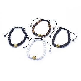 Браслеты из нейлонового шнура с бусинами, с бусинами из сплава, драгоценный камень бисер / стеклянные бусины, гладкая поверхность и матирование