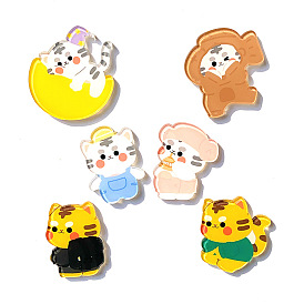 Cartoon Tiger Acrylic Brooch Pin, Cute Animal Badge for Backpack Clothes