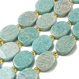 Chapelets de perles amazonite naturelles  , avec des perles de rocaille, Ovale Plat
