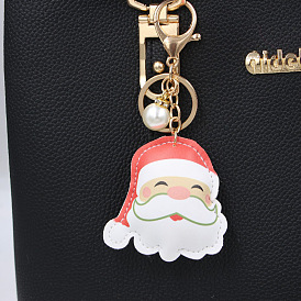 Llavero de cuero con diseño de Papá Noel, animal, Navidad, mochila, cartera, colgante decorativo