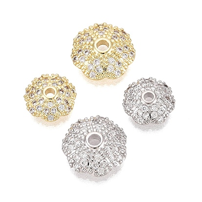 Колпачки для бусин из прозрачного кубического циркония из латуни, цветок