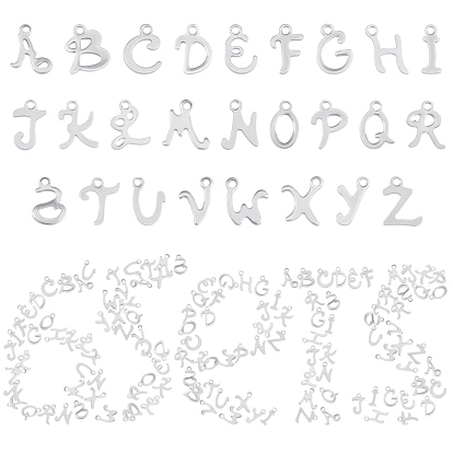 304 charmes en acier inoxydable, Coupe au laser, alphabet a ~ z