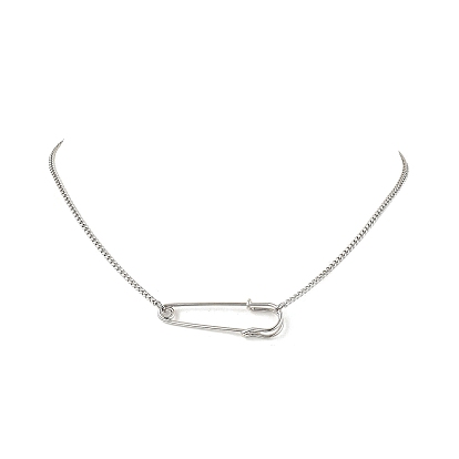 Кулон в виде железной булавки в виде килта 304 ожерелья из нержавеющей стали с панцирной цепью