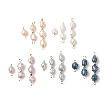 Натуральные жемчужные бусины-коннекторы в форме картофеля, с 304 двойными петлями из нержавеющей стали, золотые, смешанные окрашенные и неокрашенные