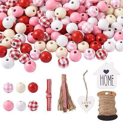 Сделай сам подвески, в том числе расписные бусины из натурального дерева, древесины подвески, джутовый шнур, Полиэфирная лента